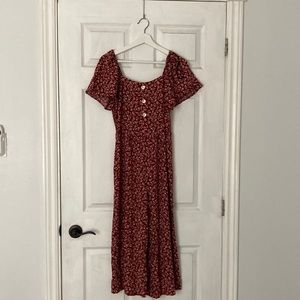 Red floral jumpsuit - Medium